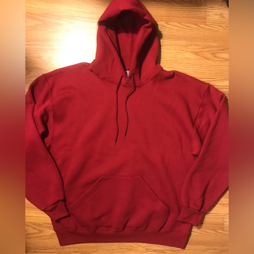 SOFFE Dark Red Pullover Hoodie Mens L Made in USA NWOT